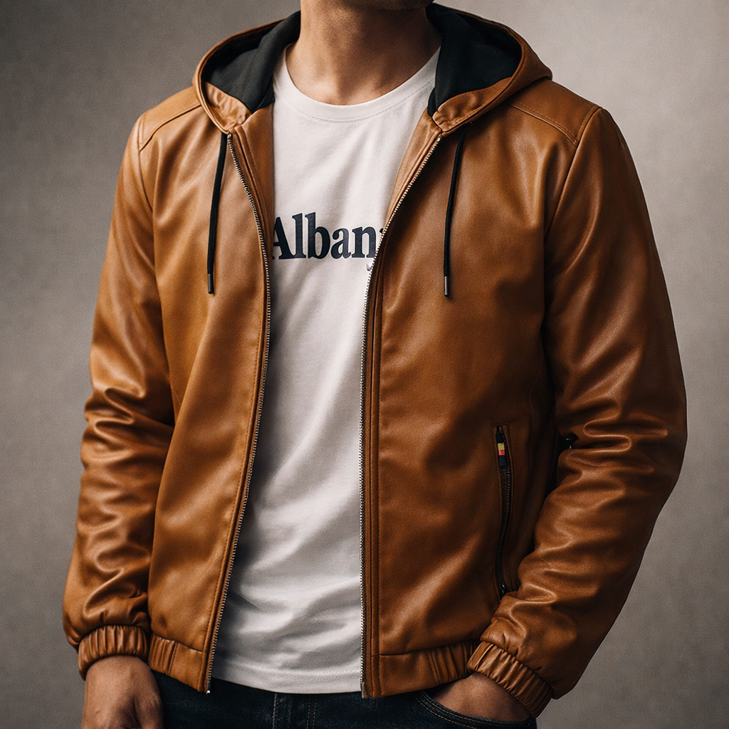 Callum Leather Hoodie