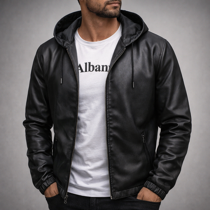Callum Leather Hoodie